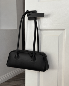 Black Vintage Fashion PU Pebbled Leather Structured <b>Shoulder</b> <b>Bag</b> with Single <b>Strap</b> Zipper Closure for Daily Commuting & Travel - Product Image 1
