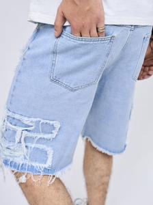 Shorts Bermuda d'été respirants pour hommes avec motif patchwork, mélange polyester/coton, style streetwear, coupe ample - Product Image 4