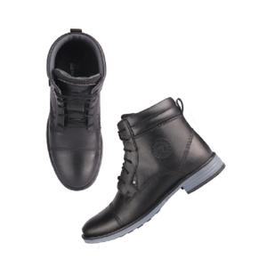 Botas de cuero genuino negro para hombre, calzado informal con cordones hasta el tobillo, zapatos resistentes para exteriores, botas elegantes para caminar en invierno y viajar - Product Image 2