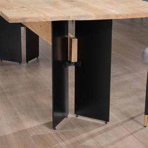 Table à manger Vandana Ivory Essence en bois de manguier massif, 240 cm, avec plateau en bois design et base en métal noir Saturn Coeval - Product Image 5