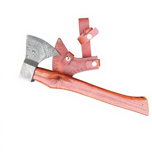Hache en acier de Damas avec manche en bois de rose, hache de camping, hache de chasse Viking en acier forgé, vente en gros, avec étui en cuir - Product Image 1