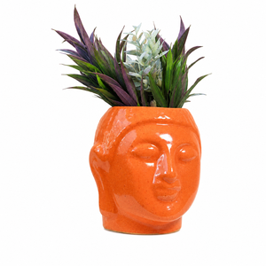 Modern Glazed Ceramic Human Face Planter <b>Pot</b> | Versatile Garden Flower <b>Pot</b> for <b>Succulents</b> | Fancy Design - Product Image 2