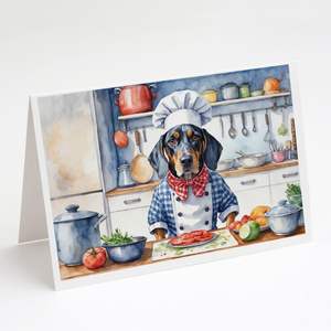Bluetick Coonhound Chef cartes de vœux fantaisistes A7 paquet de 8 cartes vierges avec enveloppes taille 5x7 - Product Image 1