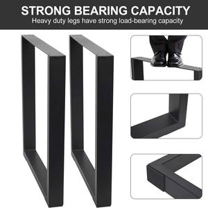Metal Legs Square Shape 2Pcs Furniture Parts <b>Dining</b> <b>Table</b> Legs Capacity 2204lbs Load Black Color DIY Furniture Legs EDPTBL006 - Product Image 5