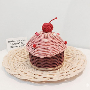 Graceful Green Rattan Cupcake <b>Box</b> Decorative Treat Basket Handwoven Candy Container For Garangao Festival Kids <b>Gift</b> Giving - Product Image 3