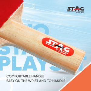Ensemble de raquettes de tennis de table Stag Iconic 2 étoiles, écologiques, avec réglage à 9 angles, 3 balles, manche en bois, pour débutants et jeux en famille - Product Image 4