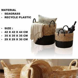 Juego de 3 cestas PANDA hechas a mano con corteza de banano - Product Image 2