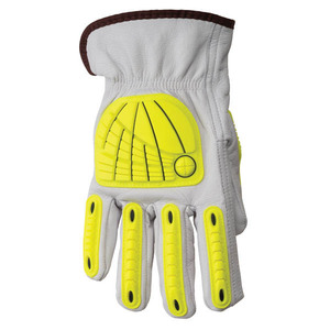 Guantes de trabajo de cuero de alta calidad, resistentes a impactos, de piel de cabra de grano completo, con protección TPR contra impactos, nivel de corte A7 - Product Image 2