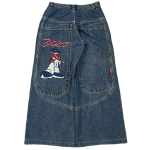 Pantalon pour homme en denim délavé, coupe ample et droite, effet usé, style streetwear, logo personnalisé, multi-poches, printemps - Product Image 1
