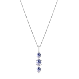 Collier tendance pour femme en acier inoxydable de qualité supérieure plaqué argent sterling avec pendentif ovale en pierre de lune arc-en-ciel et chaîne câble à griffes - Product Image 2