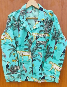 Conjunto de pijama de algodón de primavera cómodo para mujer, camisa y pantalón de dormir con estampado de bosque a mano, para dormir - Product Image 2