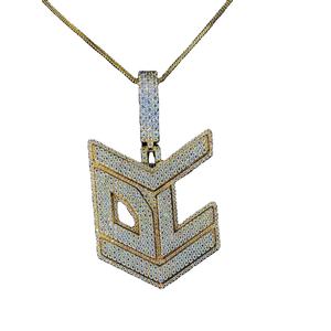 Personnalisé Vvs Moissanite Diamant Deux Lettres Pendentif Hommes Glacé 925 Argent Plaqué Or Bijoux Personnalisé Pendentif - Product Image 1