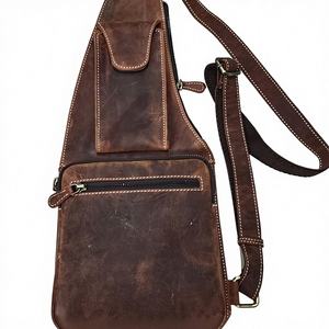 Sac bandoulière en cuir véritable imperméable et durable - Style minimaliste/vintage, motif de dessin animé brodé, petite taille, usage quotidien - Product Image 3