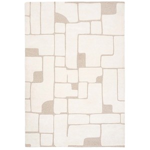 Alfombra Moderna de Diseño Geométrico Color Crema, Alfombra de Lana con Textura Suave y Patrón de Bloques, Hecha a Mano, para Sala de Estar, Dormitorio, Decoración del Hogar, Estilo Minimalista - Product Image 3