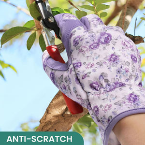 Colorful Floral Microfiber Ambidextrous Anti-Resistant Anti-Slip Palm Work Leather Gardening <b>Gloves</b> for Outdoor Gardening Work - Product Image 3