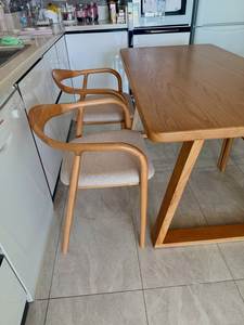 Scandinavian Solid Teak Dining Set with Curved Arm Chairs - Product Image 4