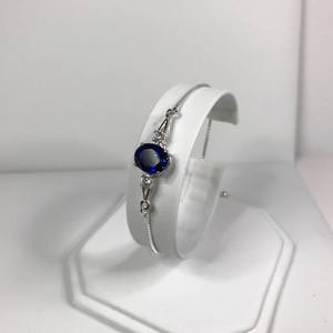 Oval Cut Sapphire Sterling <b>Silver</b> Vintage Bolo Style <b>Adjustable</b> <b>Bracelet</b> September Birthstone Jewelry Gift for Women Elegant - Product Image 4