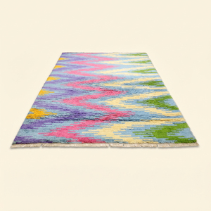 Alfombra de Lana Gruesa Antideslizante, Ecológica, Hecha a Mano, Multicolor, Estilo Pastel Mirage, Moderna, Abstracta, Tipo Ikat, para Sala de Estar u Hotel - Product Image 2