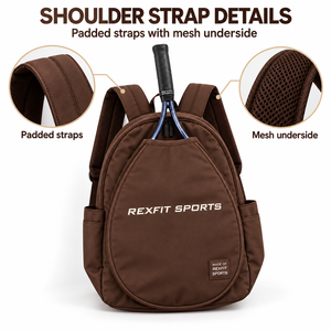 Sac de sport personnalisé pour raquette de squash avec bretelles rembourrées, ouverture à double fermeture éclair, pochette avant pour raquette et rangement latéral - Product Image 3