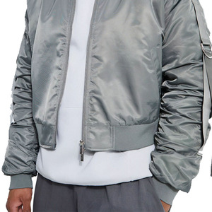 Fashionable Cropped <b>Zip</b> <b>Up</b> Bomber Jacket For Men Waterproof 100% Polyester Zipper Bomber Jacket Winter Outdoor Jackets - Product Image 3