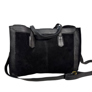Sac à main pour femme en cuir suédé 100% authentique, doublure en toile, grande capacité, fermeture éclair, accessoires de haute qualité, noir, luxueux, usage quotidien - Product Image 2