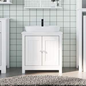 Mueble de Baño con Lavabo de Madera de Pino Sólido y Madera Sintética con Detalles Metálicos Blancos - Muebles de Baño Modernos - Product Image 1
