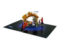Carte de vœux 3D pop-up pour Noël ou cartes-cadeaux du fournisseur HMG avec scènes de la Nativité personnalisées