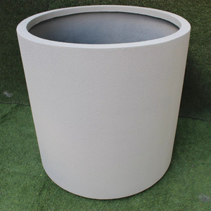 Maceta Circular de Fibra de Vidrio Moderna, Ligera y Duradera de KNT Creations, con Textura Rugosa, para Interiores y Exteriores, para Flores/Plantas Verdes - Product Image 1