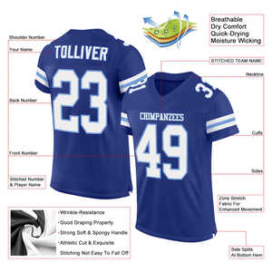Camiseta de Fútbol Personalizada Azul Rey y Blanca de Malla Transpirable, Uniforme Deportivo de Poliéster con Nombre y Número Personalizados - Product Image 2