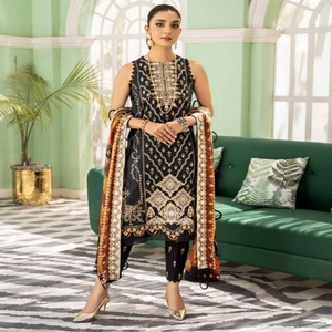 Trajes de lujo de 3 piezas para mujer, hermosos y elegantes ChikanKari Lawn tejidos con el logotipo de impresión digital CHARIZMA Back-TEHZEEB Collection - Product Image 3