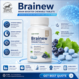 Comprimés à croquer personnalisés Elma Food pour stimuler le cerveau, formule de soutien à la concentration, fabricant de suppléments OEM ODM, soutien à la mémoire et à la concentration - Product Image 1