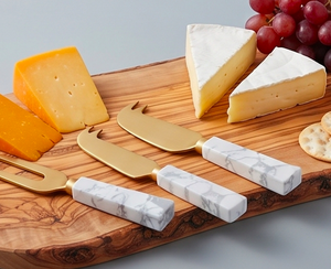 Gold <b>Cheese</b> <b>Knife</b> <b>Set</b> With Marble Handles Dishwasher Safe Durable Metal Tools For Serving Use Wedding And Hotel Use - Product Image 6