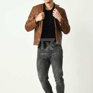 Top Quality <b>Men's</b> Black Genuine <b>Leather</b> <b>Jacket</b> – Fashion Casual Zipper Motorcycle Biker <b>Jacket</b> for <b>Men</b> - Product Image 5