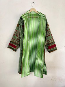 Chaqueta Larga de Terciopelo con Bordado Suzani para Mujer, Diseño Floral, Estilo Bohemio, Manga Larga, Cuello Alto, Ropa de Abrigo para Invierno - Product Image 2