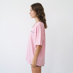 Camisetas de Verano para Mujer de Alta Calidad, Cuello en V, Color Rosa Sólido, Talla Grande, Logotipo Personalizado, Algodón GSM - Product Image 3