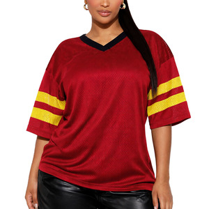 Uniformes de Fútbol Americano para Mujer, Sublimación Completa, Tallas de Mujer, Jersey Rojo y Amarillo, Camiseta Deportiva, Proveedor Mayorista - Product Image 1