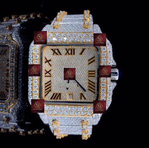 Reloj de Lujo con Diamantes Moissanite de Alta Calidad, Acero Inoxidable, Cuadrado, 42mm, Analógico, Mecánico, Unisex, Correa de Moda, GPS, Alarma, Metal - Product Image 1