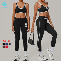 Dames fitness active wear zachte sportkleding workout kleding 4-weg stretch contrastkleuren 3-delige yoga leggings sets