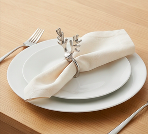 <b>Silver</b> Metal Reindeer <b>Napkin</b> Rings Christmas Table Decoration Place Setting Holder For Party Use - Product Image 5
