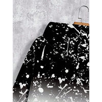 Sweat-shirt à capuche et pantalon de jogging assorti pour homme, imprimé dégradé noir et blanc effet éclaboussures de peinture, vente en gros OEM ODM