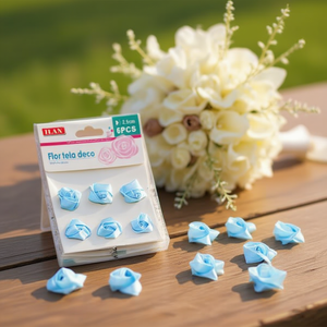 Fiore Decorativo in Tessuto ILAN 2,5 Cm 6 Pezzi Blu per Matrimoni e Artigianato - Product Image 2