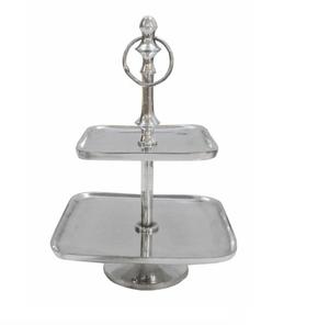 Soporte de Pastel de Metal Moderno con Acabado Plateado Brillante, Decorativo para Mesa, de Una Sola Capa, Estilo Antiguo - Product Image 4