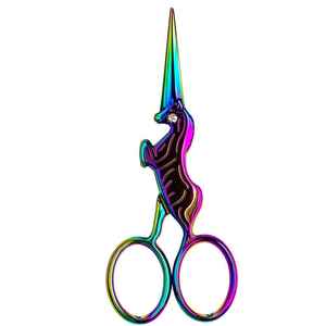 Customized Top Quality Hours Design Multi Titanium Coated Embroidery Cuticle Scissors Fancy Embroidery Scissors - Product Image 1