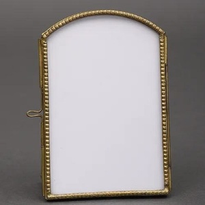 <b>Antique</b> Handmade Square Brass <b>Frame</b> With Pressed Flowers And Home Definition Inlay Glass Display Hanging Decoration - Product Image 2