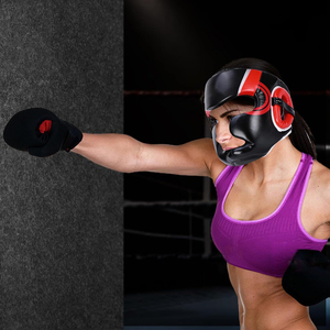 Nouveauté : Protège-têtes en cuir - Casque de kickboxing - Protection intégrale du menton - Casque de boxe personnalisé imprimé - Portable - Product Image 3