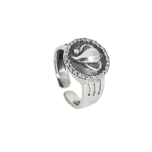 Shinu Indian Handmade Sterling <b>Silver</b> Swan <b>Adjustable</b> <b>Ring</b> Bezel Setting Cubic Zirconia for Women Girls Wedding Party Jewelry - Product Image 2