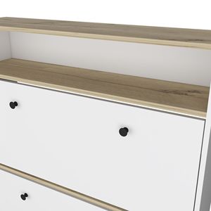 Scarpiera di Dublino con un ripiano aperto e due armadi allungabili in rovere chiaro/finitura bianca - Product Image 4
