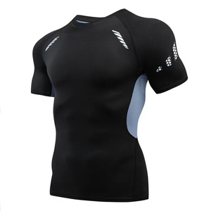 Men's Slim Fit Compression <b>T</b>-<b>Shirt</b> Short <b>Sleeve</b> O-Neck Quick Dry Solid <b>White</b> Sporty Knitted Polyester - Product Image 4