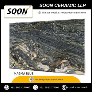 Plan de travail en quartz bleu Magma moderne, grand format, finition mate, durable et écologique, pour décoration de table, fournisseur indien, 15-30 mm - Product Image 2