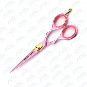 Ciseaux de coiffeur rose clair, élégants, en métal, acier inoxydable, écologiques, réutilisables, avec repose-doigts pour la coupe de cheveux - Product Image 3